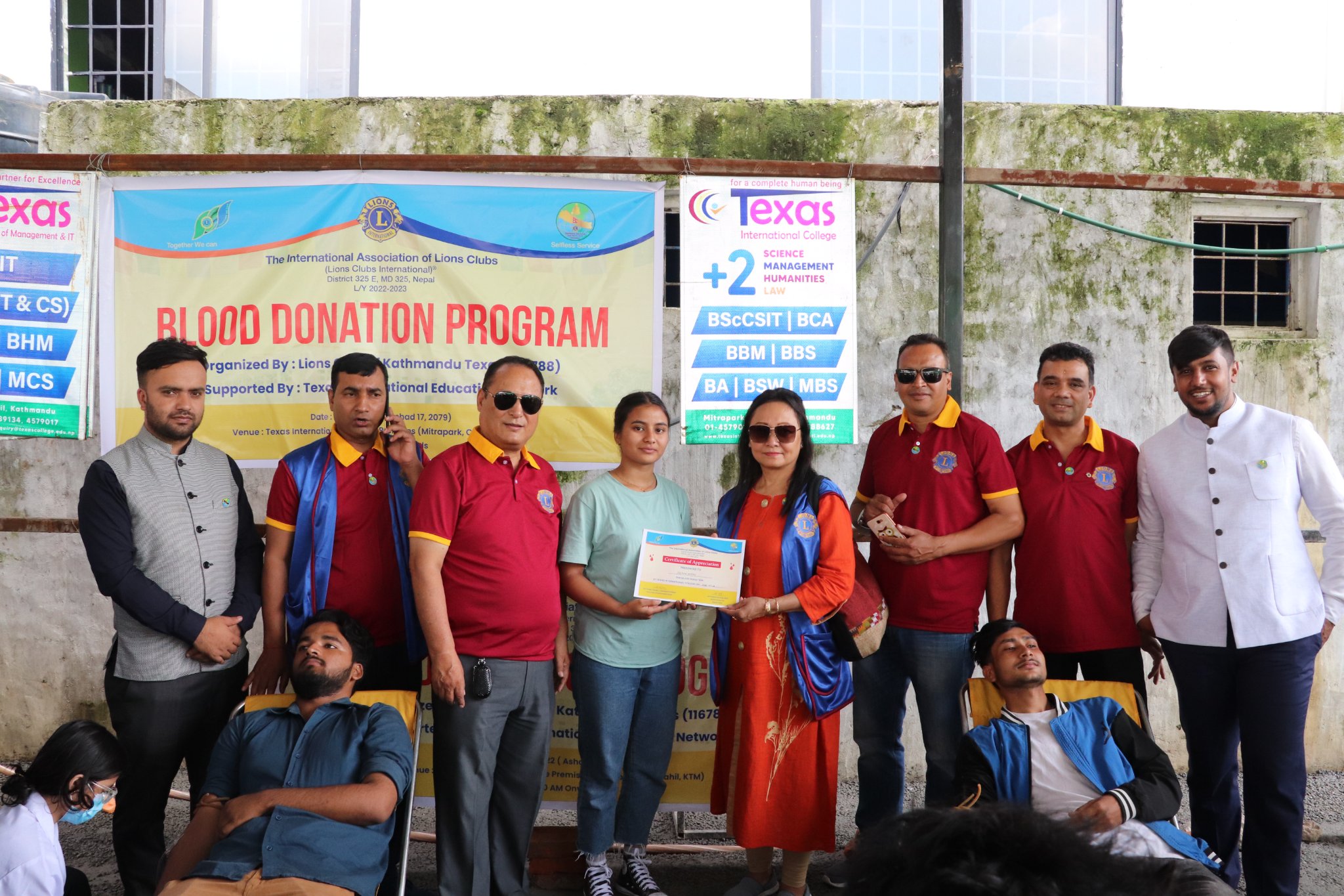 Blood Donation program organized by Lions Club Of Kathmandu, Texas.