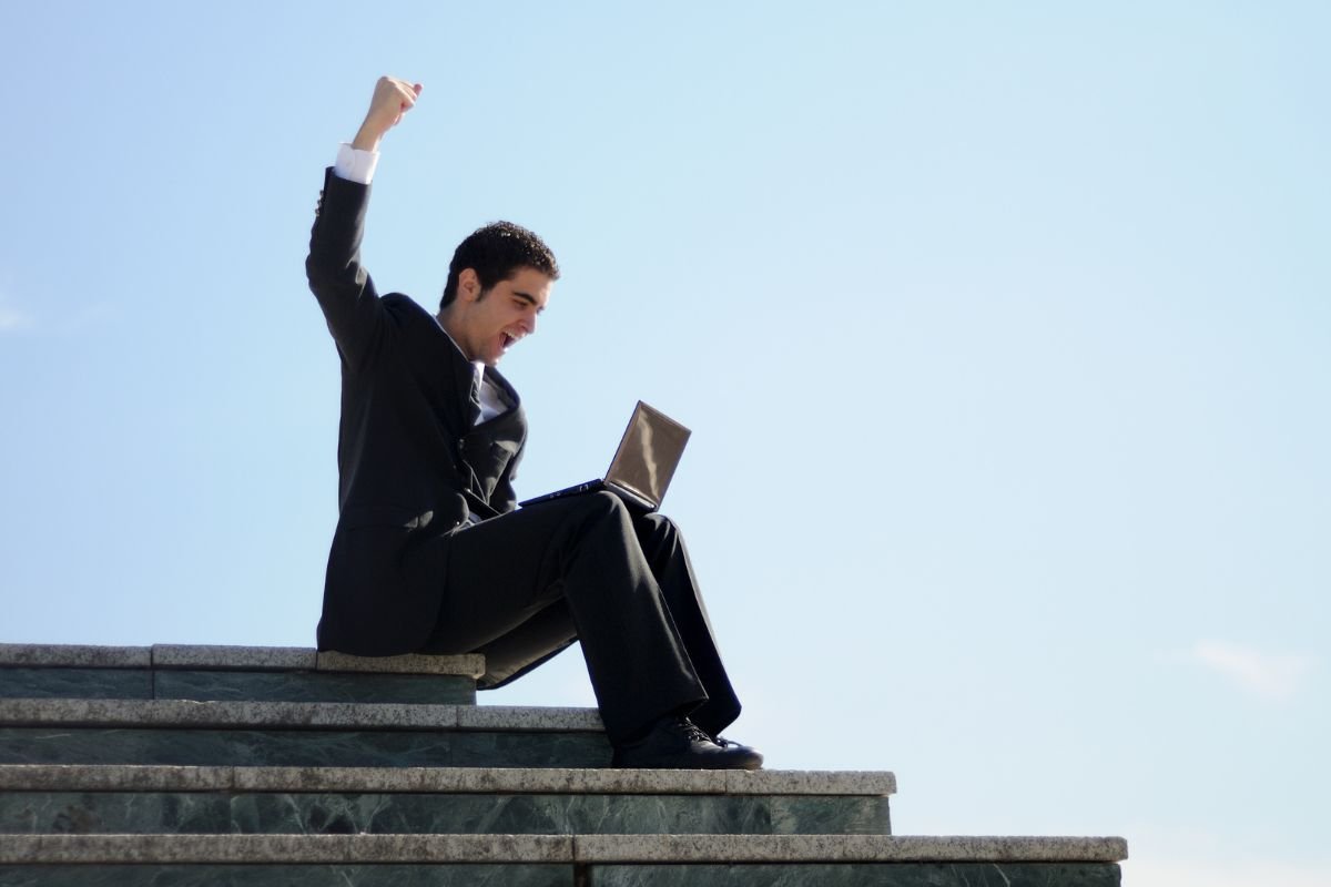 IT person celebrating his success